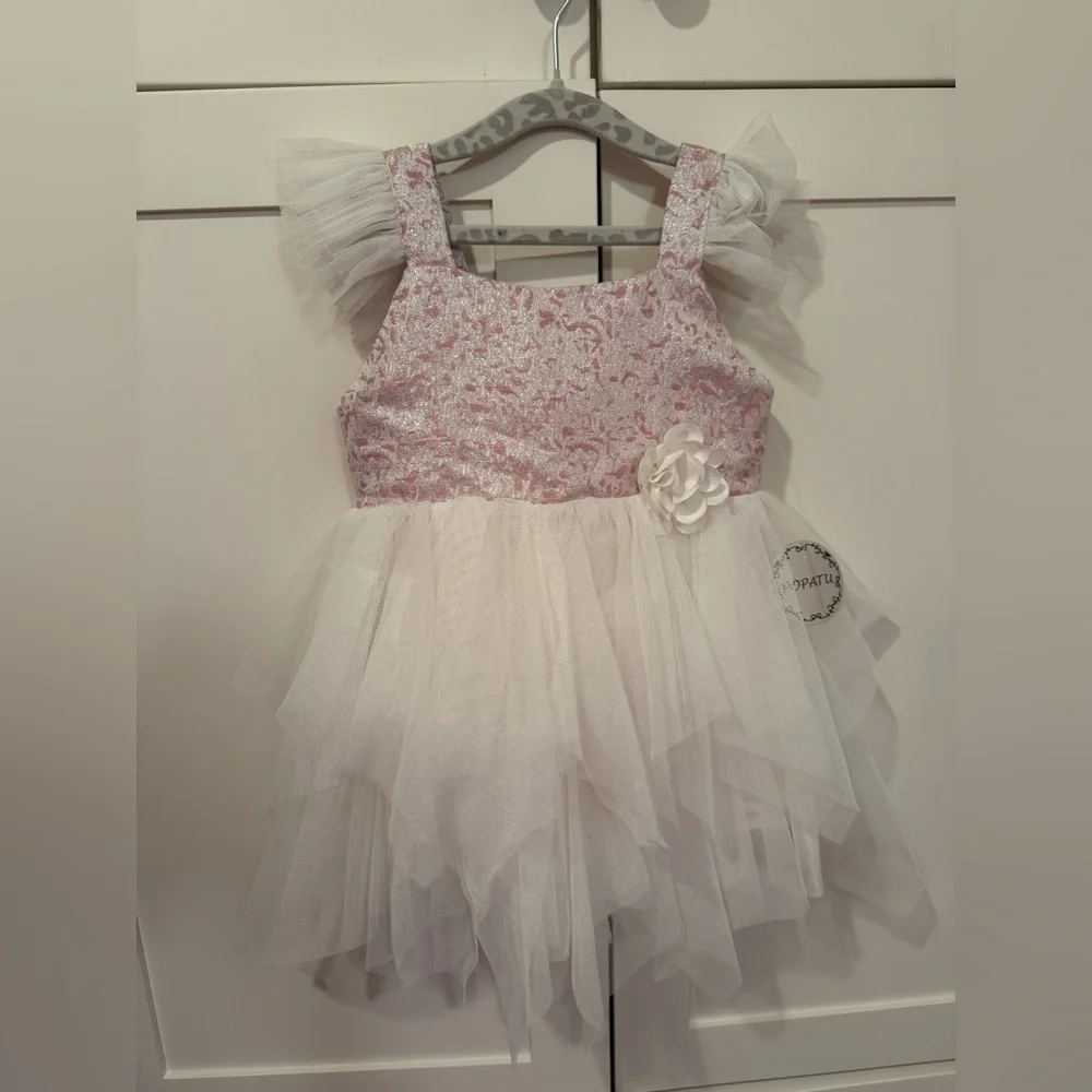 Popatu Pink and White Tulle Dress
